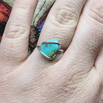 Raw Turquoise Stone Ring in Sterling Silver Ring Sz 9.75