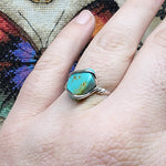 Raw Turquoise Stone Ring in Sterling Silver Ring Sz 9.75