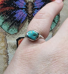 Raw Turquoise Stone Ring in Sterling Silver Ring Sz 6.75