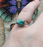 Raw Turquoise Stone Ring in Sterling Silver Ring Sz 6.75