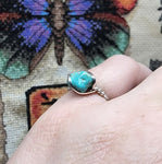 Raw Turquoise Stone Ring in Sterling Silver Ring Sz 6.75