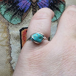 Raw Turquoise Stone Ring in Sterling Silver Ring Sz 6.75