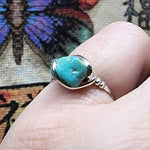 Raw Turquoise Stone Ring in Sterling Silver Ring Sz 6.75
