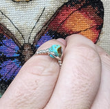 Petite Raw Turquoise Stone Ring in Sterling Silver Ring Sz 5.75