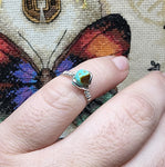 Petite Raw Turquoise Stone Ring in Sterling Silver Ring Sz 5.75