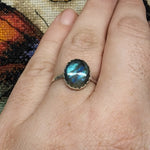 Large Labradorite Ring in Sterling Silver Sz 9.5