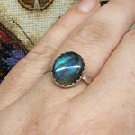 Large Labradorite Ring in Sterling Silver Sz 9.5