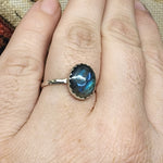 Large Labradorite Ring in Sterling Silver Sz 9.5