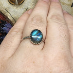 Large Labradorite Ring in Sterling Silver Sz 9.5