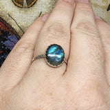 Large Labradorite Ring in Sterling Silver Sz 9.5