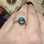 Large Labradorite Ring in Sterling Silver Sz 9.5