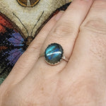 Large Labradorite Ring in Sterling Silver Sz 9.5