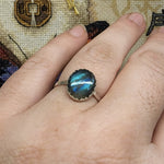 Large Labradorite Ring in Sterling Silver Sz 9.5