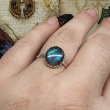 Large Labradorite Ring in Sterling Silver Sz 9.5