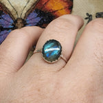 Large Labradorite Ring in Sterling Silver Sz 9.5