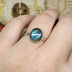 Large Labradorite Ring in Sterling Silver Sz 9.5