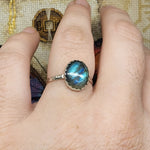 Large Labradorite Ring in Sterling Silver Sz 9.5