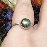 Bright Labradorite Ring in Sterling Silver Sz 7
