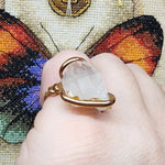 Raw Quartz Crystal Ring in Hammered Copper Sz 7.5