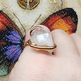 Raw Quartz Crystal Ring in Hammered Copper Sz 7.5