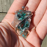 107ct Gem Silica with Native Copper Pendant in Sterling Silver