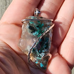 107ct Gem Silica with Native Copper Pendant in Sterling Silver