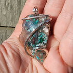 107ct Gem Silica with Native Copper Pendant in Sterling Silver