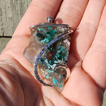 107ct Gem Silica with Native Copper Pendant in Sterling Silver