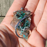 107ct Gem Silica with Native Copper Pendant in Sterling Silver