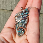 81ct Gem Silica with Native Copper Pendant in Rose Gold Fill