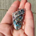 81ct Gem Silica with Native Copper Pendant in Rose Gold Fill