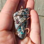 81ct Gem Silica with Native Copper Pendant in Rose Gold Fill