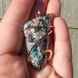 81ct Gem Silica with Native Copper Pendant in Rose Gold Fill