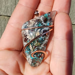81ct Gem Silica with Native Copper Pendant in Rose Gold Fill