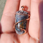 31ct Gem Silica with Native Copper Pendant in Rose Gold Fill