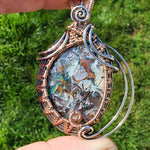 54ct Gem Silica with Native Copper Pendant in Rose Gold Fill and Sterling Silver