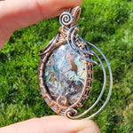 54ct Gem Silica with Native Copper Pendant in Rose Gold Fill and Sterling Silver