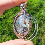 54ct Gem Silica with Native Copper Pendant in Rose Gold Fill and Sterling Silver