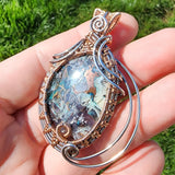 54ct Gem Silica with Native Copper Pendant in Rose Gold Fill and Sterling Silver