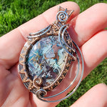 54ct Gem Silica with Native Copper Pendant in Rose Gold Fill and Sterling Silver