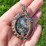54ct Gem Silica with Native Copper Pendant in Rose Gold Fill and Sterling Silver