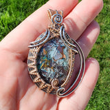 54ct Gem Silica with Native Copper Pendant in Rose Gold Fill and Sterling Silver