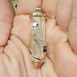 Quartz Crystal Pendant Rose Quartz Hematite Chrysoprase Aquamarine Stars