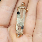 Quartz Crystal Pendant Rose Quartz Hematite Chrysoprase Aquamarine Stars