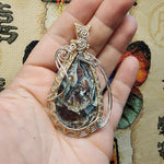 84ct Gem Silica with Native Copper Pendant in Rose Gold Fill and Sterling Silver
