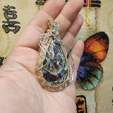 84ct Gem Silica with Native Copper Pendant in Rose Gold Fill and Sterling Silver