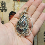 84ct Gem Silica with Native Copper Pendant in Rose Gold Fill and Sterling Silver