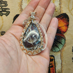 84ct Gem Silica with Native Copper Pendant in Rose Gold Fill and Sterling Silver