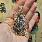 84ct Gem Silica with Native Copper Pendant in Rose Gold Fill and Sterling Silver