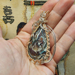 84ct Gem Silica with Native Copper Pendant in Rose Gold Fill and Sterling Silver